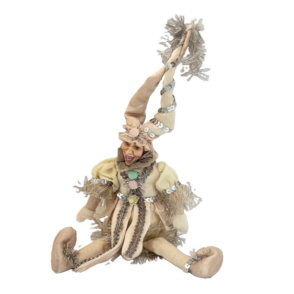 Katherine's Collection Wayne Kleski Elf Jester Shelf Sitter Cream Gold 13" 9618
